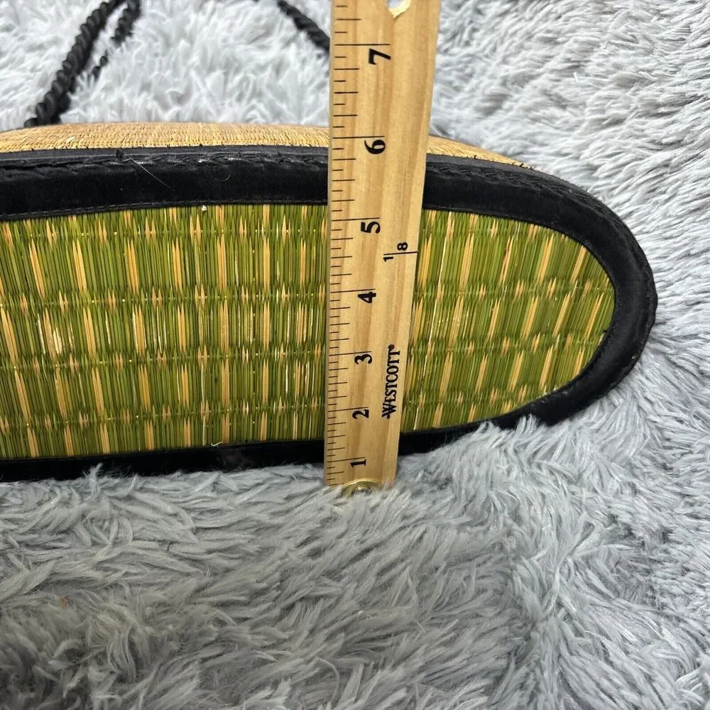 Sea Grass Woven Purse Saraye Tatami‎ Beige Green Straw Satchel Zipper Clamshell